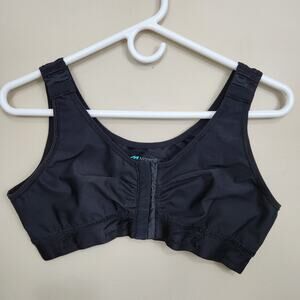MARENA RECOVERY Shirred Front Closure Strap Post Surgery Bra Black SZ 42 AA/A